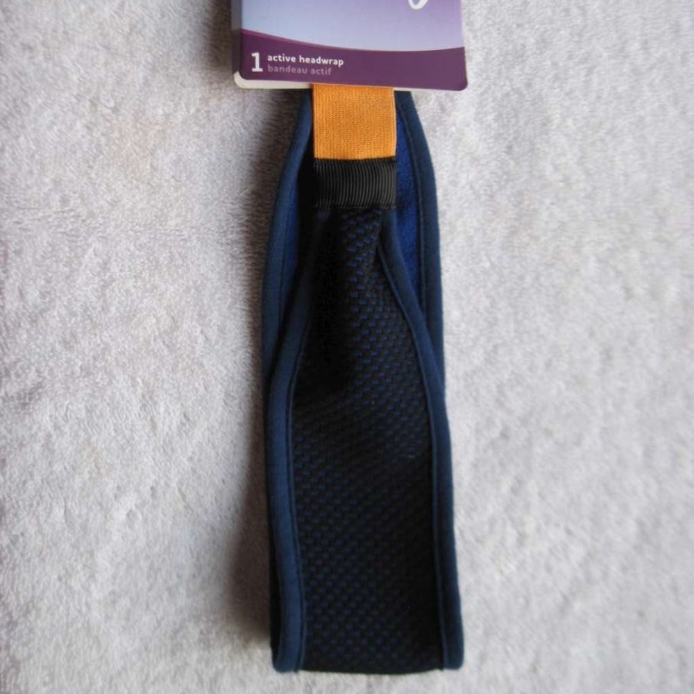1 Goody Ouchless Active Head Wrap Navy Blue Soft Wide Mesh Elastic Fabric Band